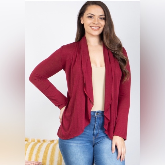 Sweaters - Plus Red Cardigan